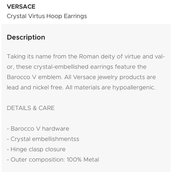 NIB Versace Rhinestone Barocco Virtus Silver Circle Hoop Earrings $1,125 - Picture 6 of 12